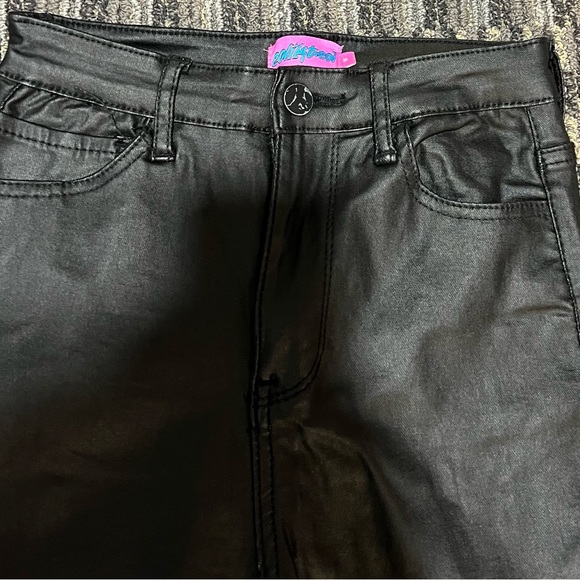 Luna Faux Leather Flare Jeans Edikted Size Small - Picture 8 of 13